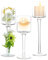 NUPTIO 1 Ensemble Bougeoirs Verre pour Bougie Pilier et Bougies Flottantes, Bougeoir Photophore en Verre Bougeoirs Table Clairs pour Pièce Maîtresse Fête Mariage Noël Halloween Décor À la Maison