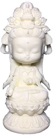 Mini-GuanYin-Statue, Cartoon-Kuanyin-Dekor, kleiner Quan Yin Buddha-Statue, Feng Shui, Besinnung, Buddha-Statuen, Dekoration, Heimbüro, Tischdekoration, Weiß