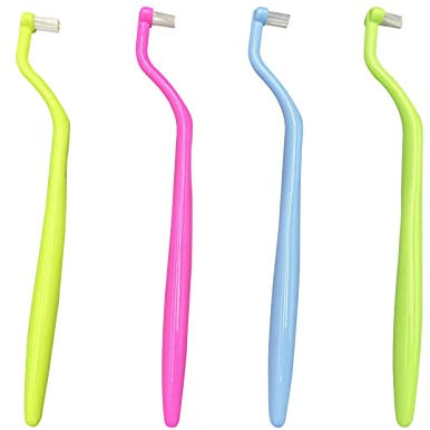 Lot de 4 brosses à dents orthodontiques compactes pour implants dentaires, appareils dentaires, appareils dentaires et nettoyage des détails des dents, 4 couleurs D