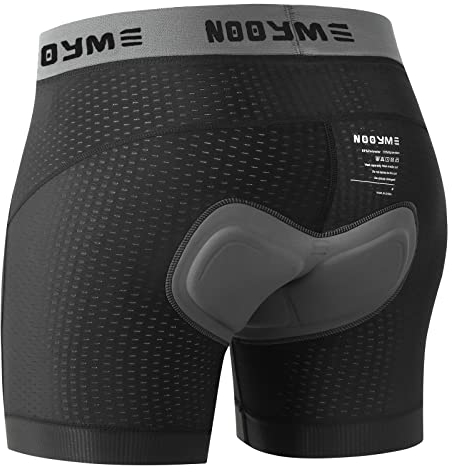 NOOYME Fahrradhose Herren Radunterhose Herren Schnelltrockende Radlerhose Herren mit Sitzpolster 4D Atmungsaktive Fahrradunterhose Herren Gepolstert Elastische Radhose Herren Schwarz S