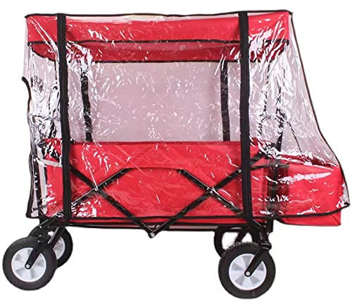 JSRH Push Pull Folding Wagon Rain Cover, Canopy Trolley Cart Accessories, Collapsible Push Pull Wagons Clear Rain Cover Canopy for Kids Outdoor Garden Camping Shopping, Clear