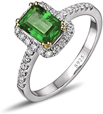 Bishilin Silber Ringe 925 Frauen mit Stein, Trauringe Damen 4-Steg-Krappenfassung mit Grün Zirkonia Eheringe Nickelfrei Partnerring Silber Gr.56 (17.8)
