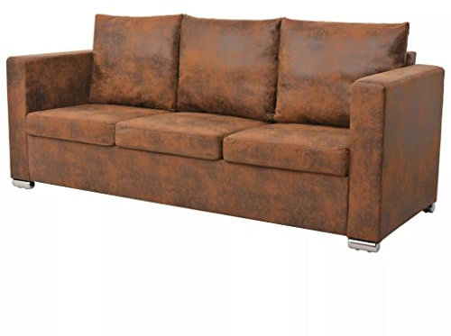 Festnight 3-Sitzer Sofa Chesterfield Sofa 3-Sitzer Vintage,Chesterfield Sofa Couch Für Wohnzimmer,Chesterfield Sofas Vintage Sofagarnitur 191 x 73 x 82 cm Künstliches Wildleder