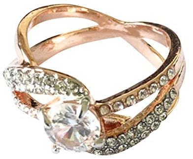 Yowablo Roségold-Diamantring, weiblich, europäisch, amerikanisch, mit Mikroeinlagen, Zirkon, voller Diamantring Melkfett Mit Ringelblume