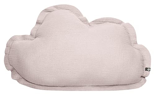von Herzen Handmade Musselinkissen aus 100% Baumwolle I Kinderkissen I Dekokissen aus Musselin in Wolkenform I Wolkenkissen für Kinderzimmer & Bett I Handgenähtes Kissen mit Watte gefüllt (Puderrosa)