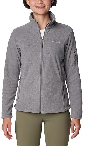 Columbia Women's Fast Trek Jacket, Full Zip Fleece Jacket, City Grey Heather/City Grey, Size XXL