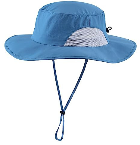 Magracy Herren-Sonnenhut mit UPF 50+ breiter Krempe UV-Schutz Safari-Hut für Damen Angeln Wandern Gartenarbeit Blau