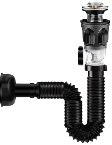 SopimusZ Bathroom Sink Drain Kit,Pop Up Basin Waste Drainer Kit, Universal Washbasin Drainer, with Flexible Drain Down Hose and Pop-Up Filter Sink Plug