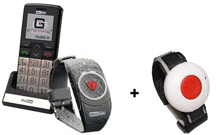 Seniorenhandy mit SOS Armband MAXCOM MM715 (G-TELWARE®)! - Original Armbandsender + Ersatzarmbandsender