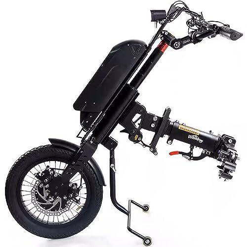 GEJLELDS 600-W-Elektro-Rollstuhl-Traktor-Anbau-Handbike-Handbike, 12-Zoll-Rollstuhl-Zuggerät mit Frontlicht, 36-V-20-Ah-Batterie, Reichweite: 45 km, 3 Geschwindigkeiten, LCD-Display