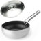 SKK große Gastro Sauteuse Ø 28 cm mit Edelstahl-Deckel - tiefer Aluminium Stieltopf mit Antihaftbeschichtung - ohne Induktion