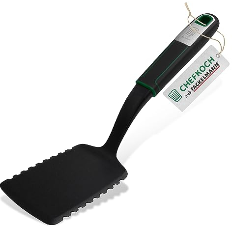 Fackelmann Chefkoch Pelle à lasagnes Deluxe 2in1 - Plat pour soulever, dentelé pour couper - Poignée Soft-Touch, Idéal pour les casseroles et poêles avec revêtement - Lavable au lave-vaisselle