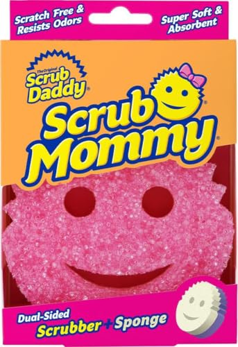 Cif Scrub Mommy - Esponja de limpieza de doble cara + esponja, sin arañazos, multiusos, para lavar platos y limpieza del hogar, almohadilla de fregar con textura flexible y resistente al olor para
