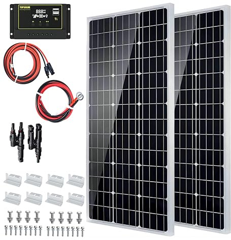 Topsolar 200 Watts 12 Volt/24 Volt Solar Panel Kit with High Efficiency Monocrystalline Solar Panel and 30A PWM Charge Controller for RV, Camper, Vehicle, Caravan and Other Off Grid Applications