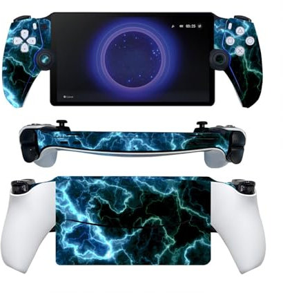 ROIPIN - Pellicola protettiva adesiva per Playstation Portal, cover completa, colore nero (marmo blu)