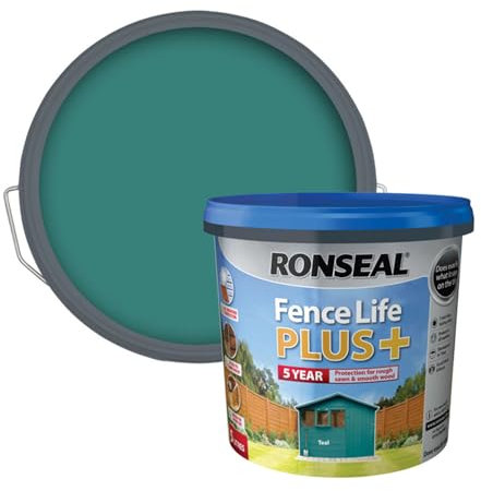 SAVING HUB Fence Paint 5L - Exterior Wood Paint - Sheds & Fences Life Plus - Dry in 4 Hours (Teal)