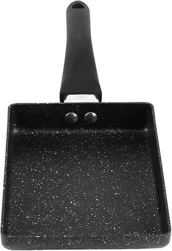 Padella in ghisa, padella per grigliare, Griglia Pentola Rettangolare Antiaderente, Manico in Plastica Padella Nera for Frittata Maifan Stone Padella Piccola Griglia Quadrata con Carne Verdure o Cucin