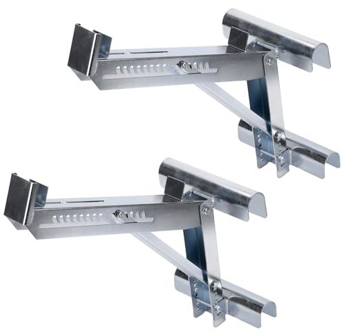 mosegor 2 Pcs Ladder Jacks Scaffold Bracket, Two-Rung Short Body Extension Ladder Jack for Working 20 inch Stage, Adjustable Extension Scaffold Ladder Jack, for Window Repair Wall Panel Painting