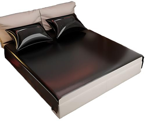 Schwarz,200 * 210CM,Lodnexem Dickere Wasserdichte Sexlaken Sex Sheets mit Bringen Sie 2 Kissen PVC Fetish Collection Sex Bondage Sex Blätter Lack Tuch für ausgiebige nasse Spiele im Bett für Paare