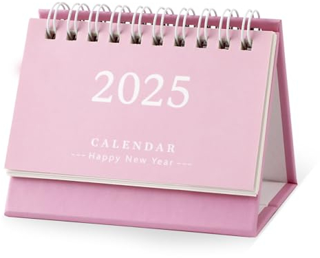 Mini Tischkalender 2024-2025, 9,5x7,5cm Mini-Standkalender von Juli 2024 bis Dezember 2025 Stand-Klapp-Tischkalender Kleiner Tischkalender für Zuhause Schule Büro (Rosa)