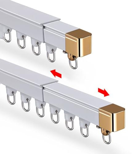 Vorhang-Deckenschiene Vorhangschiene mit stummen Rollen Weiß Gardinenschiene Deckenvorhangschiene Gardinenleiste aus Aluminium für Duschfenster, Wohnmobil-Raumteiler, Privatsphäre und Heimdekoration(S