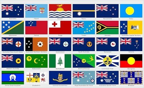 Australien & Ozeanien Länderflaggen Aufkleber Set – 30 Flaggen Sticker