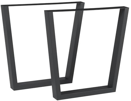 [en.casa] Ensemble de 2 Pieds de Table pour Salle à Manger Bureau DIY Lot de 2 Supports Stables pour Bricolage de Meubles Design Uniques Style Industriel Acier Laqué 72 x 75 cm Noir