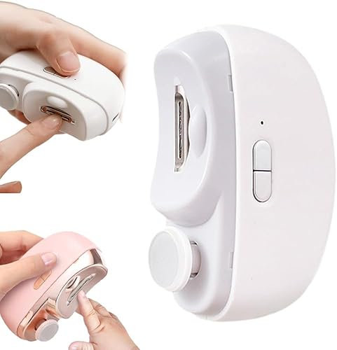 2024 New 3 in 1 Automatic Electric Nail Clipper with Polishing, Safe and Convenient Nail Trimmer, Two-Speed Adjustment Electric Toe Nail Clippers, Nail Cutter with Light (White)