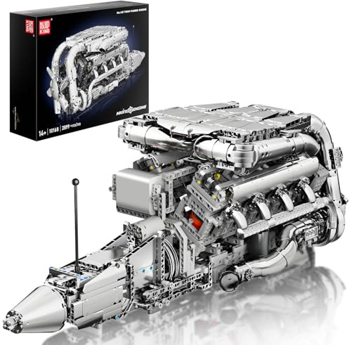 Mould King 10168 Technik V8 Motor Bausatz Bausteine Engines Motorbausatz Klemmbausteine Simulation Motor mit Funktionsfähiges Engine Kit für Erwachsene(2899 Teile)