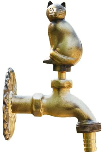 Abbdbd Vintage-Messing-Wasserhahn, Einzelner Kaltwasser-Wasserhahn, Dekorativer Garten-Wasserhahn, Retro-Messing-wasserschlauch-Wasserhahn, Wandmontage-Wasserhahn