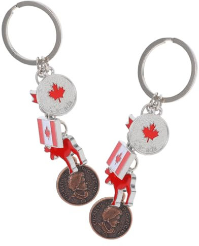 WRITWAA 2stücke Dekorative Flaggen Schlüsselanhänger Zinklegierung Praktische Schlüsselringe Für Taschen Und Rucksäcke Souvenir Für Patrioten Und Canada-