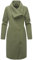 Navahoo Damen lange Übergangsjacke Mantel in Woll-Optik mit asymmetrischem Kragen und wasserdichtem Reißverschluss Samtrose 14 Olive Leaf Gr. S