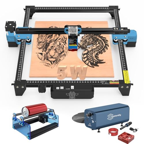 Twotrees TTS-55 Pro 5-5.5W Lasergravierer für 3D Holzpuzzle 5.5 W Fixed Focus Maschine mit 30L/min Luftpumpe Einheit Rotary Roller Kit