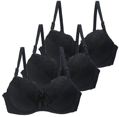 CSWH 3er Pack BHS Damen mit Bügel Push Up Sexy Spitzen-BH Frauen Starker Halt Große Brüste Klassische BH Set Bequemer Unterwäsche Bra mit verstellbarem für Alltag