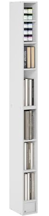 Furinno FULDA Book Shelf, 8-Tier Bookshelf, Bookcase with Space Saving Storage Shelf, 23.5(D) x 15.0(W) x 180.0(H) cm, for Living Room, Bedroom, Home Office, White