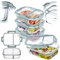 KADAX 4er Set Glas Frischhaltedosen mit Fächern, je 1L, Vorratsdosen mit Deckel, luftdicht & auslaufsicher, Meal Prep Boxen, Vorratsbehälter für Küche & Gefrierschrank