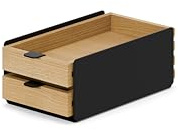 Oakywood - Schublade Schreibtisch Organizer - Kleiner Aufbewahrungsbox aus Massivholz, Dokumentenhalter - Büro Organizer, Schubladen Box - für Büro Zuhause - Schwarz, Eiche - Größe Dual