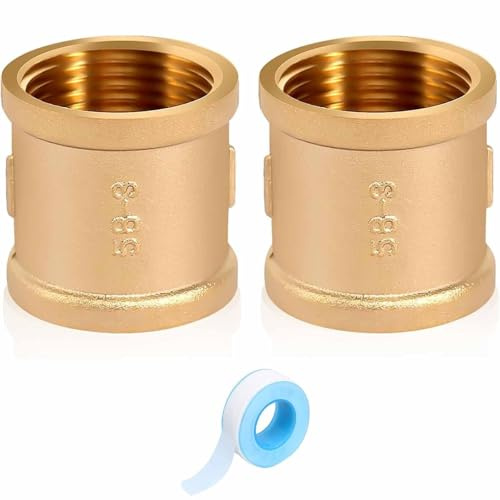 Manicotto in ottone da 1 pollice (2 pezzi) robusto doppio raccordo da 1 pollice per installazione acqua IG set di nippli di collegamento