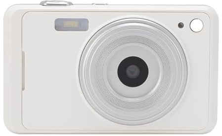 RASTKY 64MP 4K Digital Camera, 16x Digital Zoom Auto Focusing, LED Fill Light, ABS Material, Expandable Memory Up to 256GB, Student Camera, Suitable for Macro Photography, Wide Angle (White)