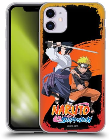 Head Case Designs Offizielle Naruto Shippuden Naruto und Sasuke Schluessel Kunst Gel Handyhülle Hülle [Militärischer Schutzgrad] Kompatibel mit Apple iPhone 11