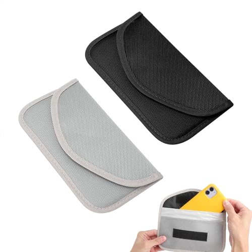 GZRXIOUS 2 Stück Faraday Tasche Handy Anti Tracking Handyhülle Faraday Bag RFID Schutz Strahlenschutz Smartphone Tasche Funk Stop Signalblockierungsfunktion für Handy Autoschlüssel 19 * 10cm