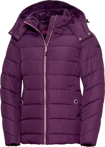 Belmina Damen Steppjacke mit abnehmbarer Fellkapuze, leichte & warme Übergangs- und Winterjacke, kurz & figurfreundlich, windabweisend & pflegeleicht, Gr. 36-48
