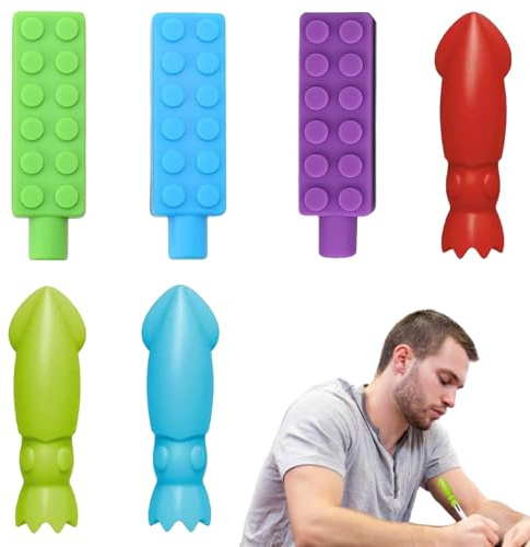 Kaubare Bleistiftaufsätze,6pc Silikon Kaukette,Chew Pencil Topper Set,Kaubare Silikon Bleistiftaufsätze