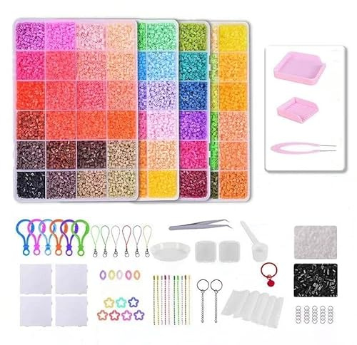 BBPIG 2.6mm Mini Fuse Beads Kit, 50000Pieces Multi-Color, 96 Colors with Pegboards, Tweezers, Ironing Paper, Keychains, Storage Case, Arts & Crafts for Kids 6 Years and Up
