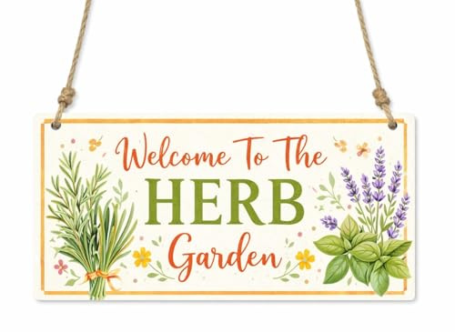 1x Welcome To The Herb Garden Metal Hanging Sign/Plaque Gift Novelty cpt6