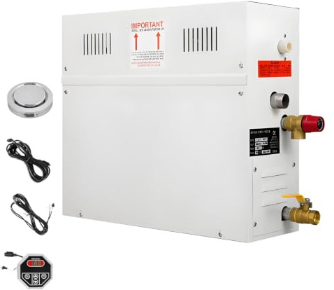Ofyphth Generador Vapor para Sauna, Kit de generador de Sauna de Vapor para Ducha o SPA, con Sistemas de autovaciado, Calentamiento rápido (3-5 Minutos); para Uso doméstico y Comercial. 4.5KW