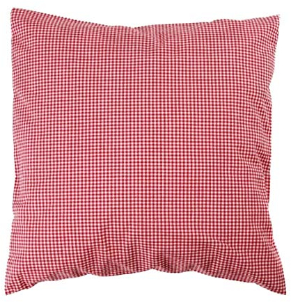 Hans-Textil-Shop Karierter Kissenbezug 40×40 Rot Weiß – Baumwolle Karo 2×2 mm, Kissenhülle mit Reißverschluss, Sofa Dekokissen, Hülle Made in EU, Landhausstil