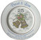 Personalised Silver Wedding Anniversary Plate with 2 Platinum Bands - Bells + 25 Design