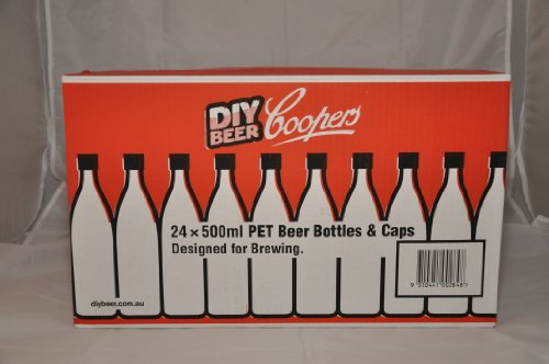 24 Cooper 500ml PET Plastic Amber Home Brew Beer Bottles with Screw Caps