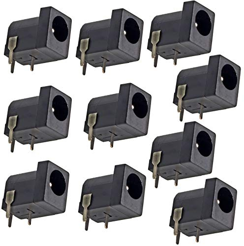 DIKAVS Breadboard-Friendly 2.1mm PCB Mounting Female DC Power Barrel Jack (Pack of 10)
